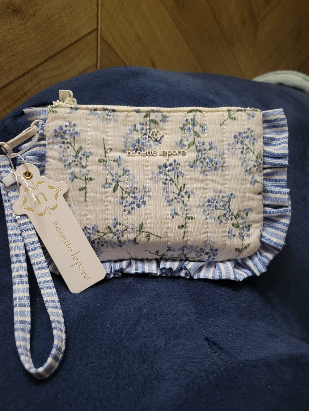 Nanette Lepore Kylee Blue Bonnets Quilted Wristlet